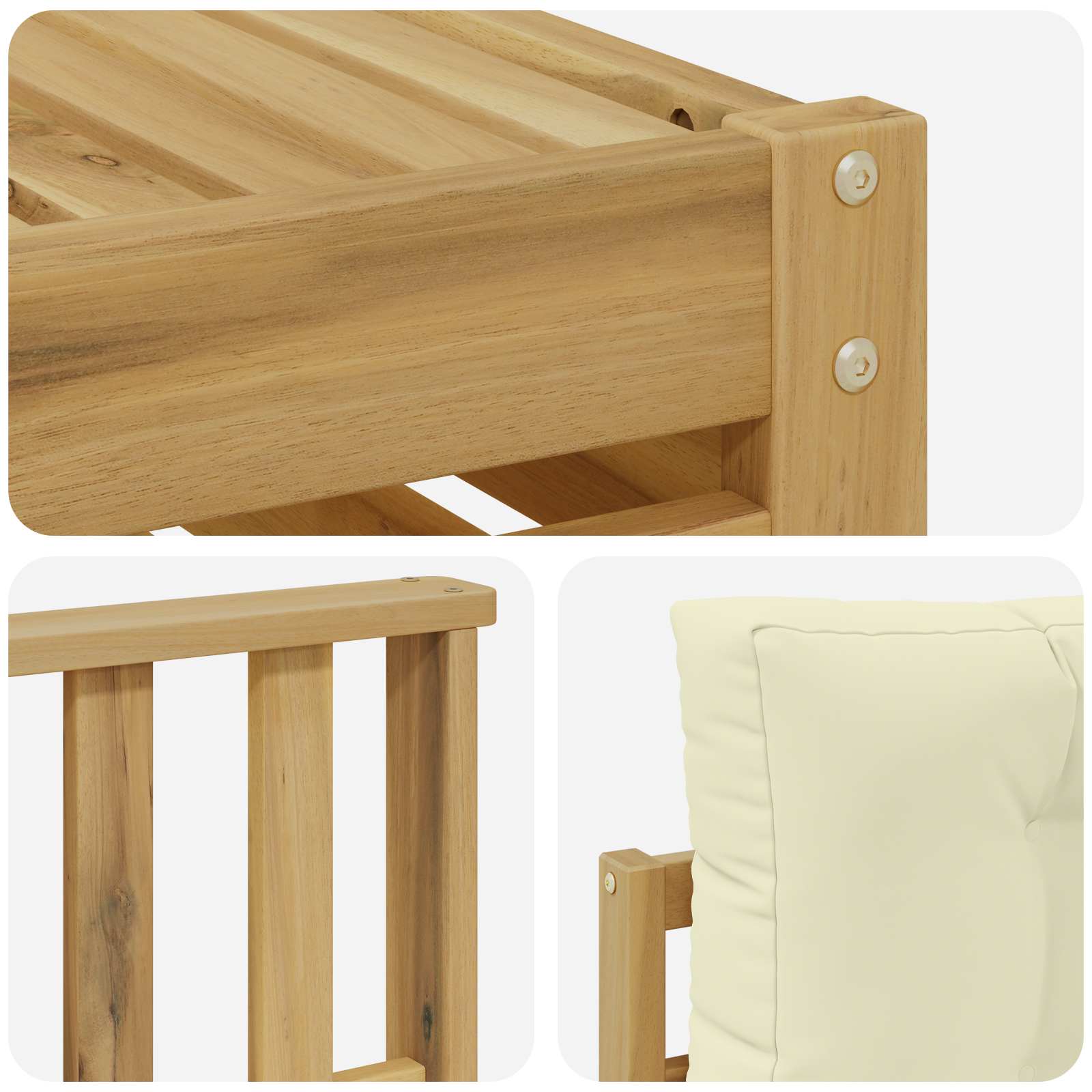 Set vanjskih sofa 10 pcs Bijela i krem Čvrsto drvo akacije