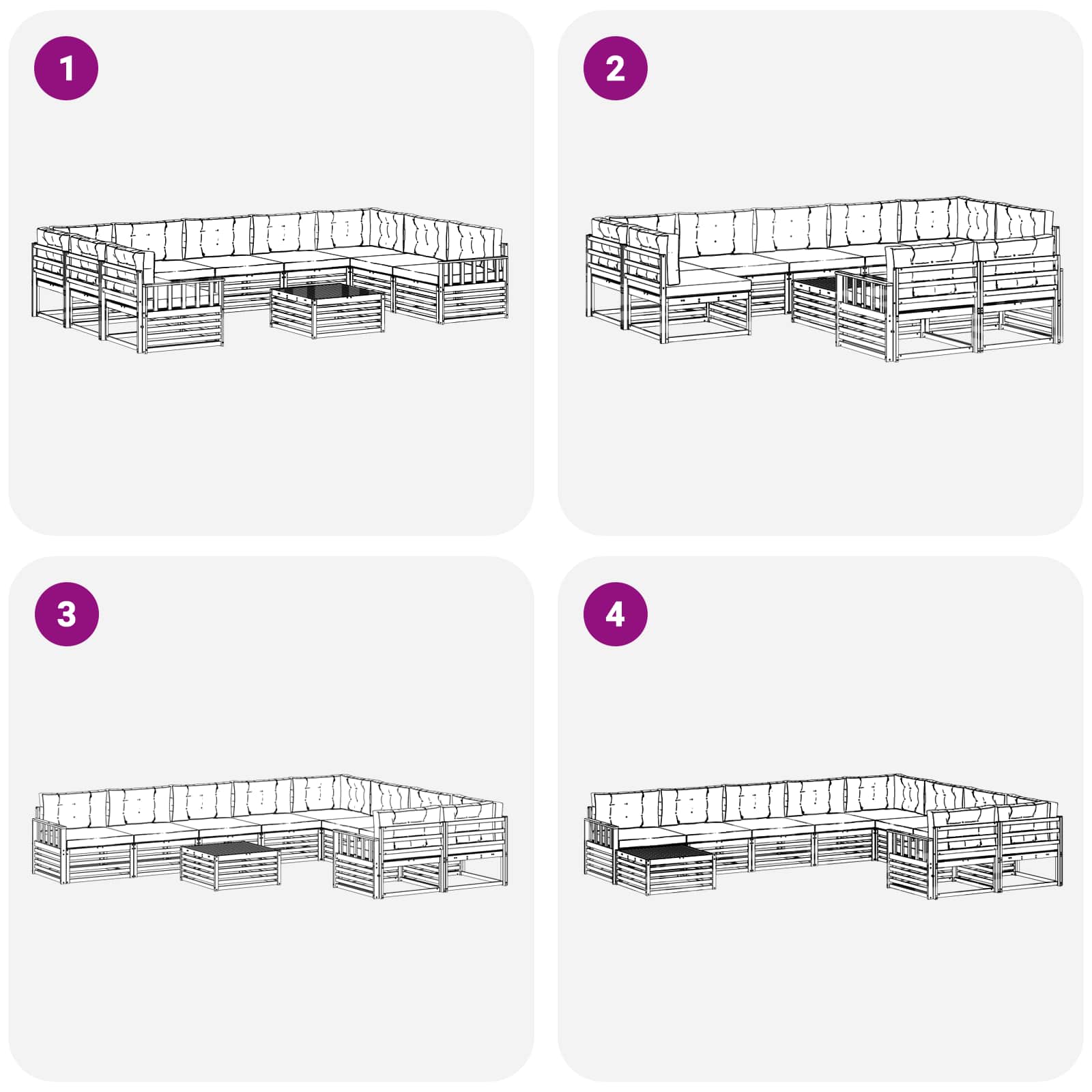 Set vanjskih sofa 10 pcs Bijela i krem Čvrsto drvo akacije