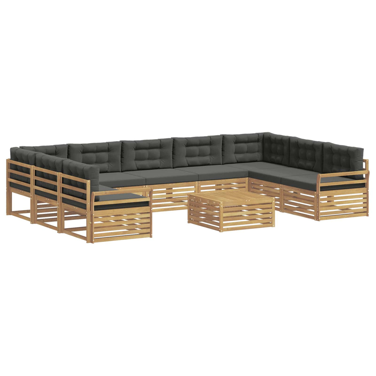 Set vanjskih sofa 10 kom. Bijela i antracit Čvrsto drvo akacije