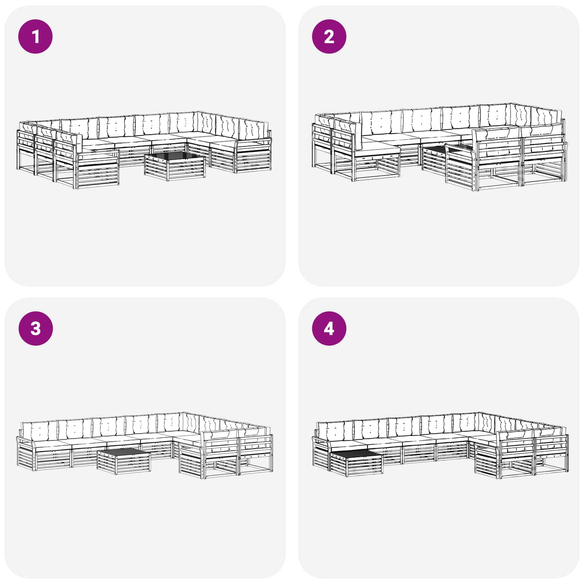 Set vanjskih sofa 10 kom. Bijela i antracit Čvrsto drvo akacije