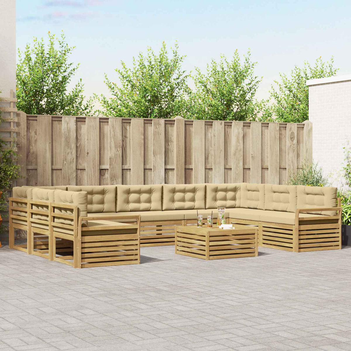 Set vanjskih sofa 10 pcs Čvrsto drvo akacije