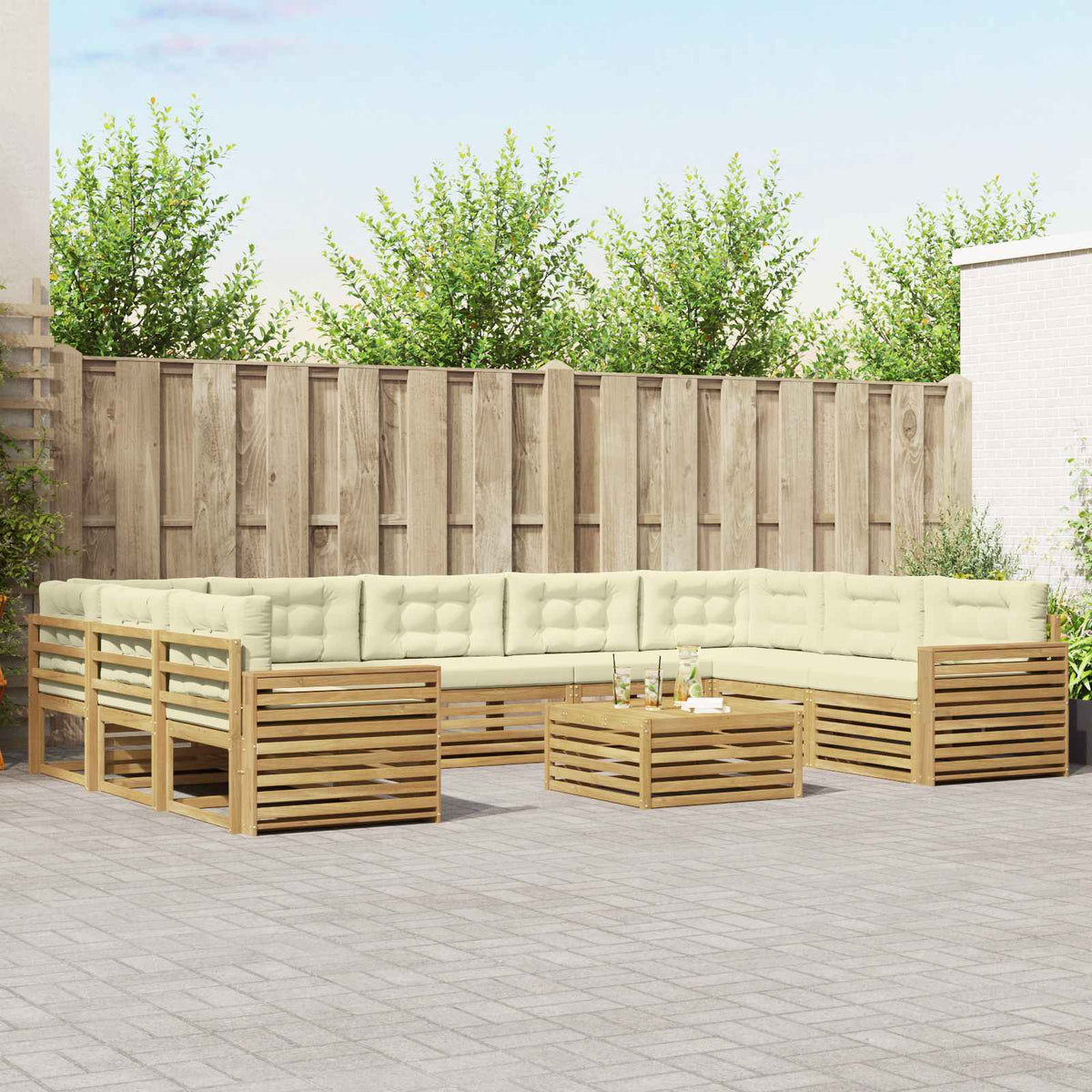 Set vanjskih sofa 10 pcs Čvrsto drvo akacije