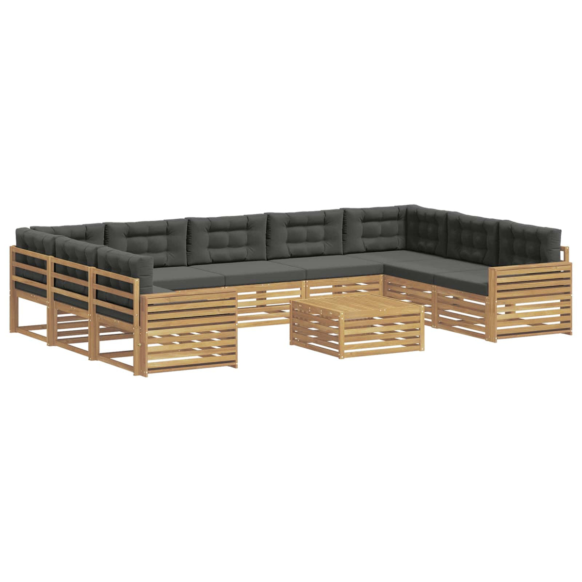 Set vanjskih sofa 10 kom. Bijela i antracit Čvrsto drvo akacije