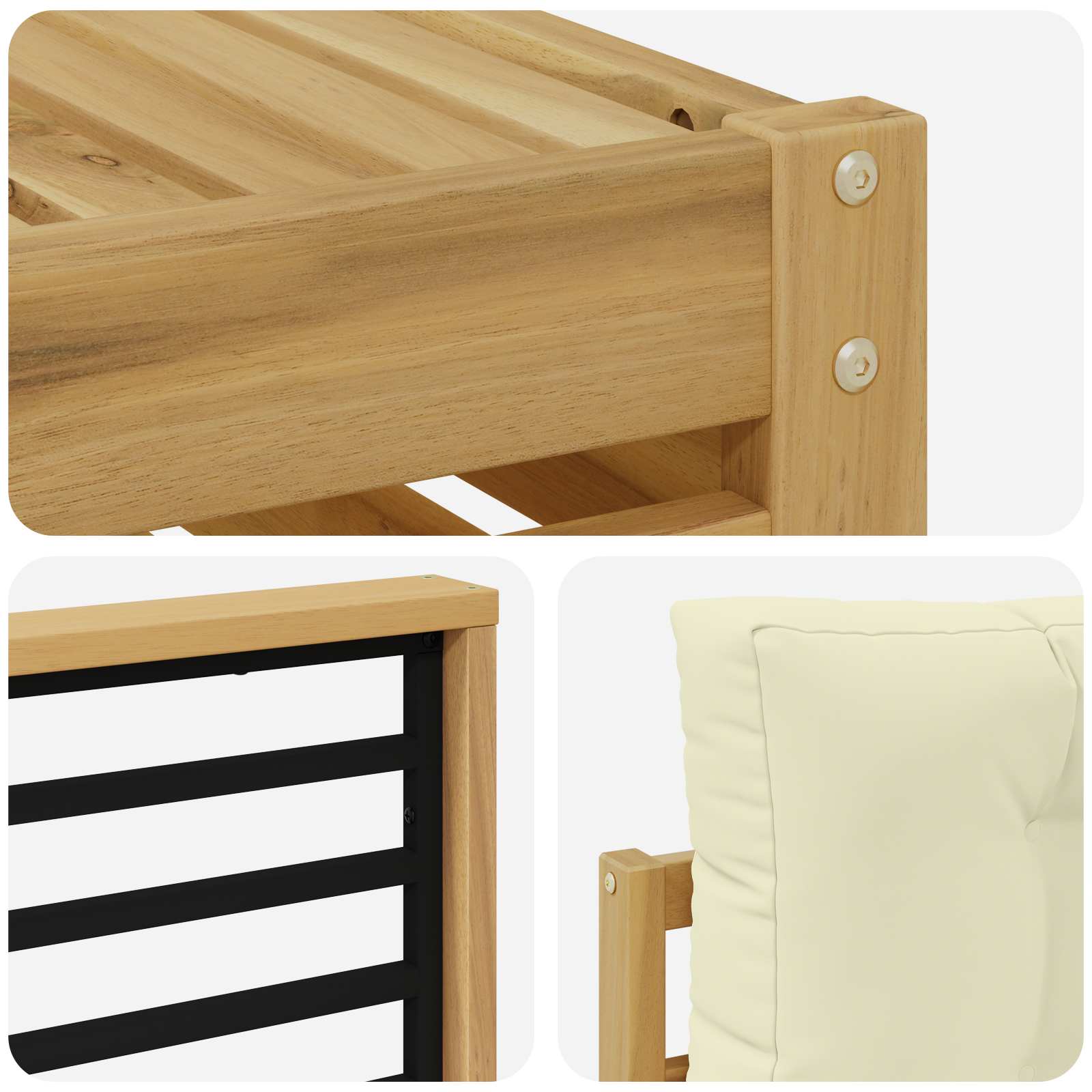 Set vanjskih sofa 10 pcs Bijela i krem Čvrsto drvo akacije