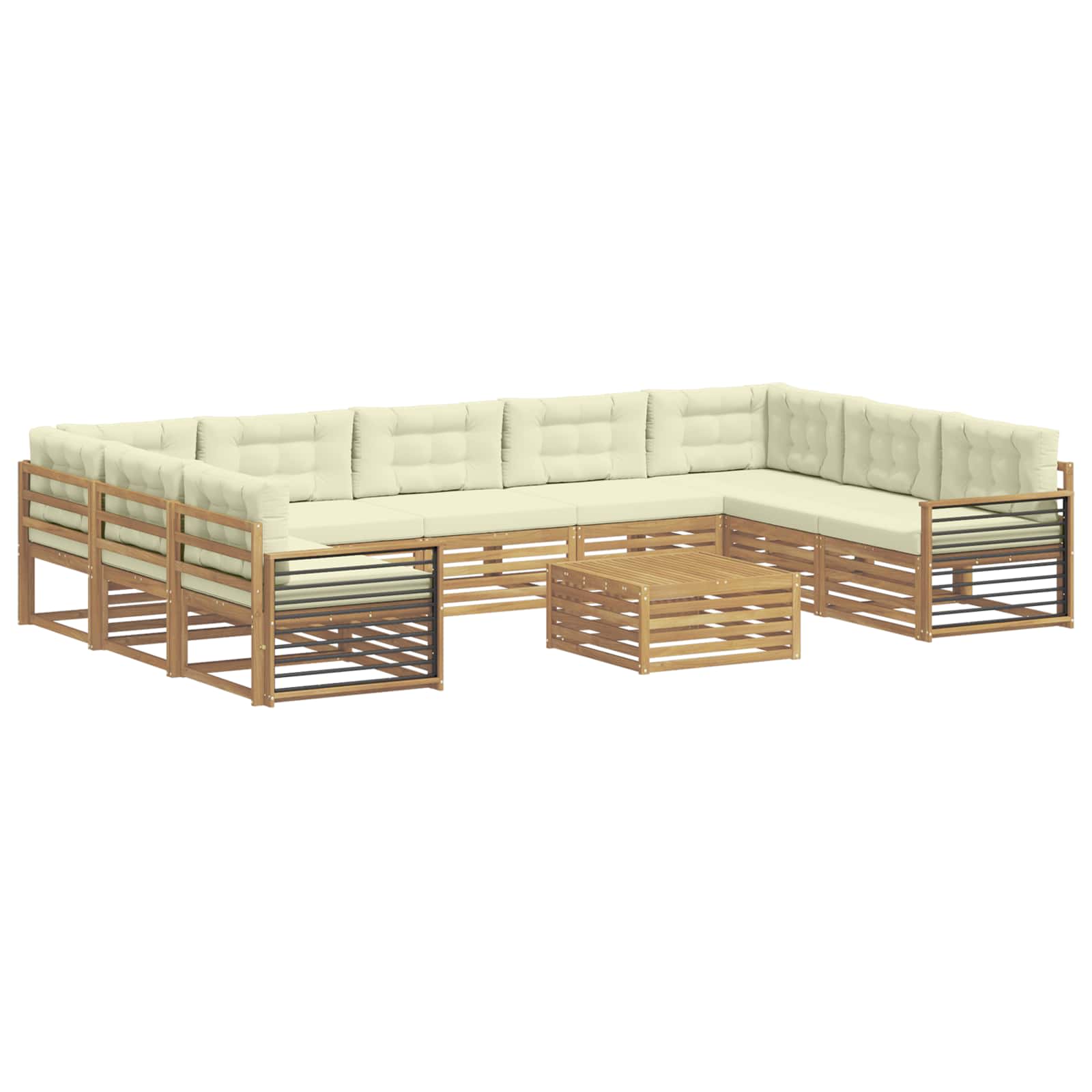 Set vanjskih sofa 10 pcs Bijela i krem Čvrsto drvo akacije