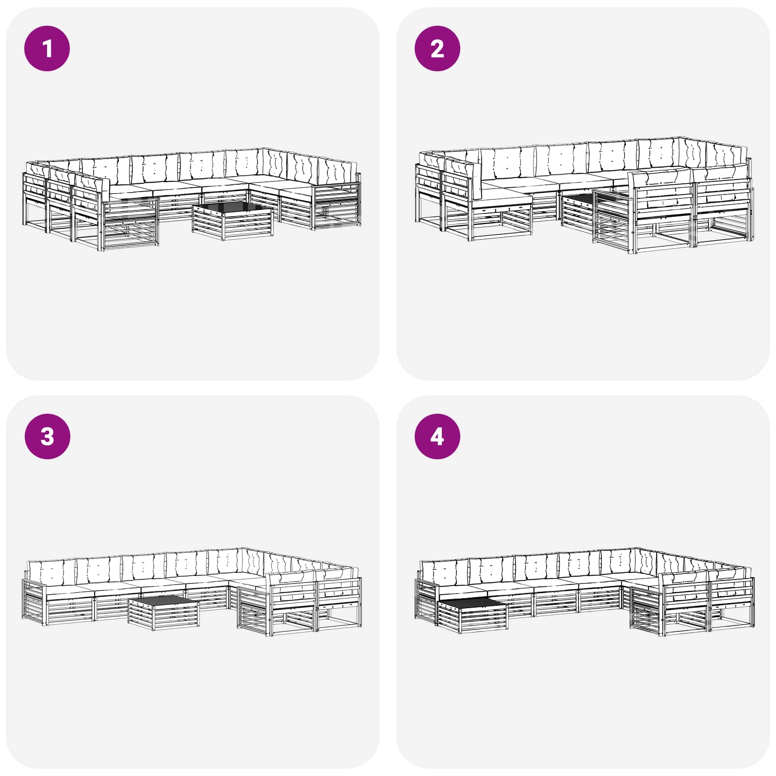 Set vanjskih sofa 10 pcs Bijela i krem Čvrsto drvo akacije