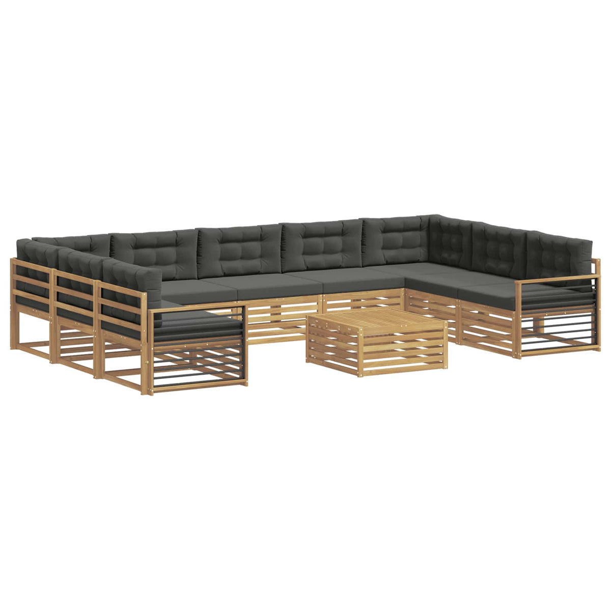Set vanjskih sofa 10 kom. Bijela i antracit Čvrsto drvo akacije