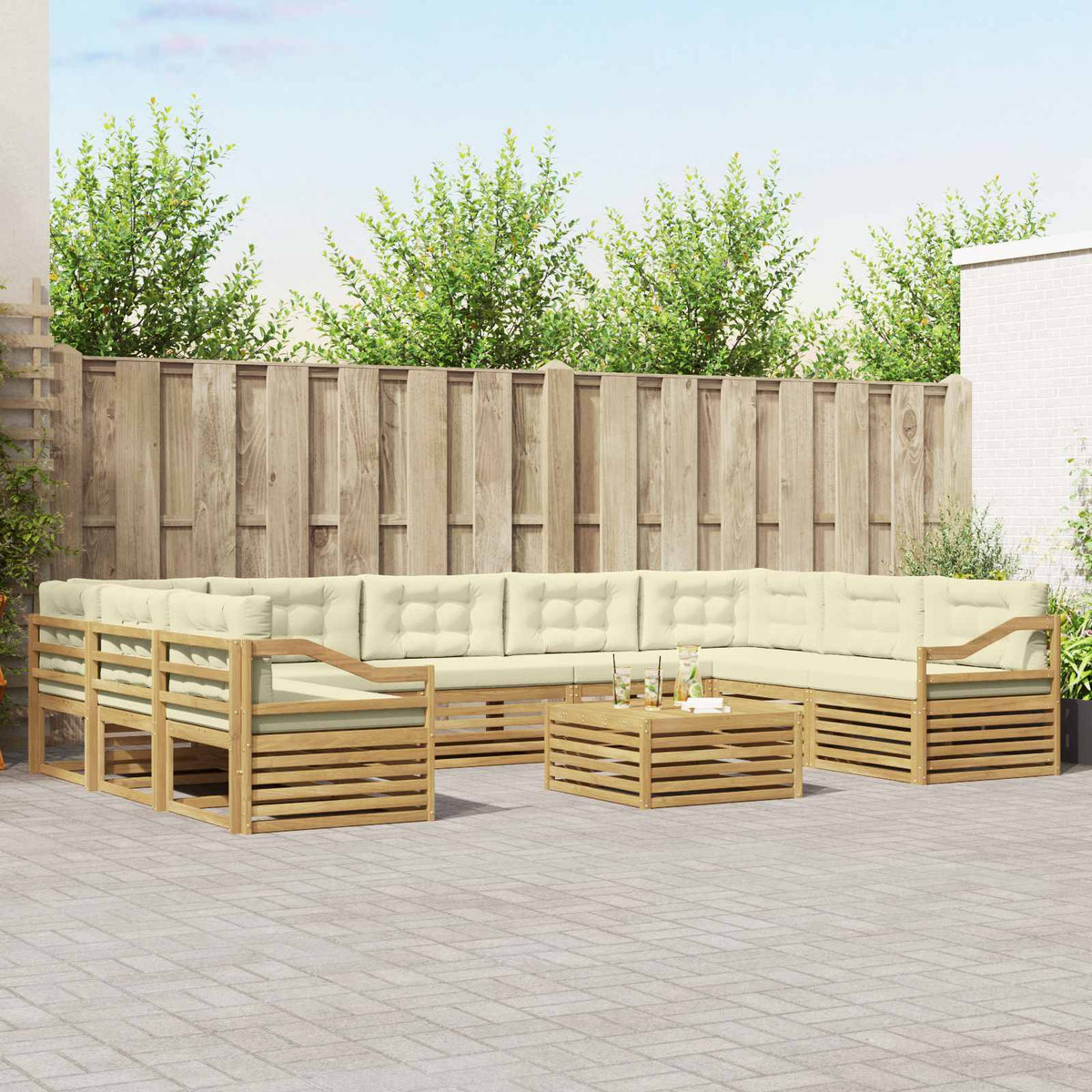 Set vanjskih sofa 10 pcs Čvrsto drvo akacije
