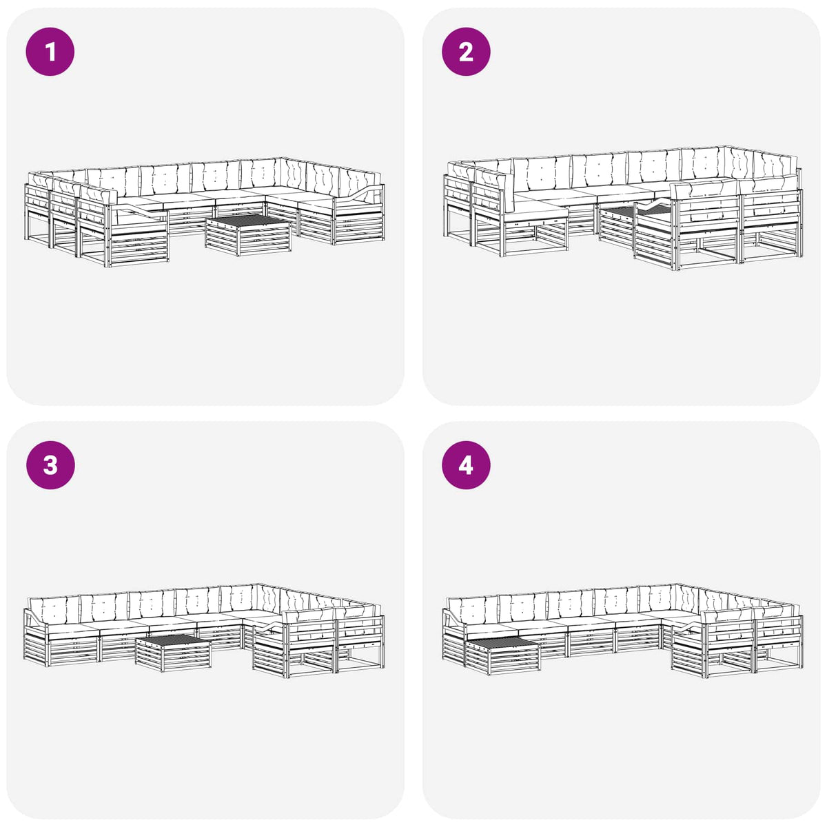 Set vanjskih sofa s jastukom 10 pcs Bijela i bež Poliester
