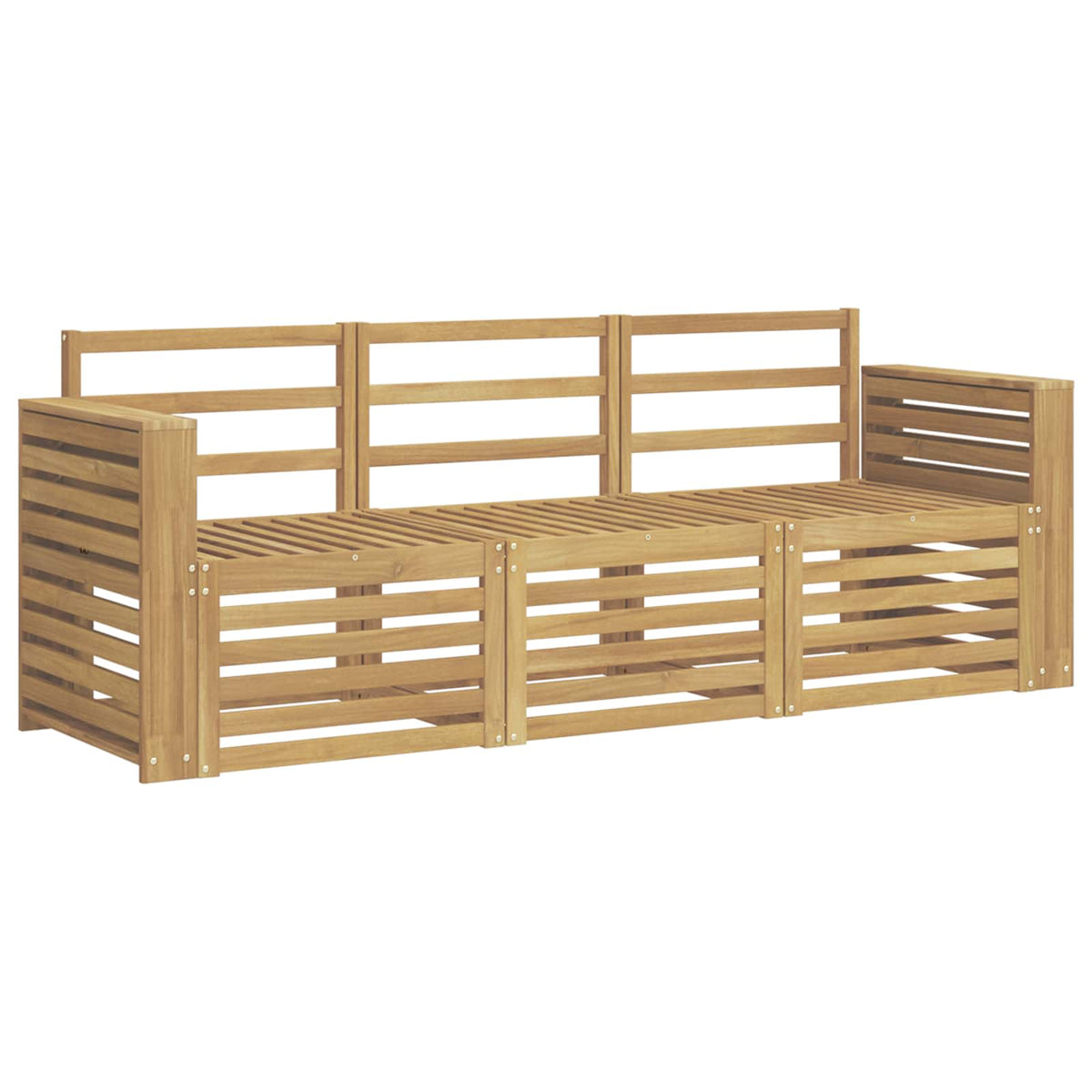 Setovi sofa 3 kom. Bijela Čvrsto drvo akacije 197.5 x 63 x 73 cm