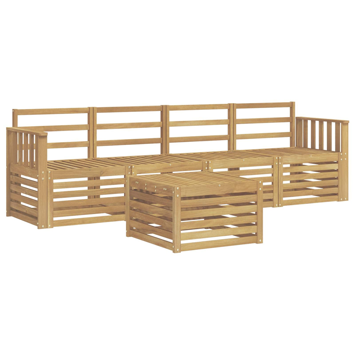 Set vanjskih sofa 5 pcs Bijela Čvrsto drvo akacije