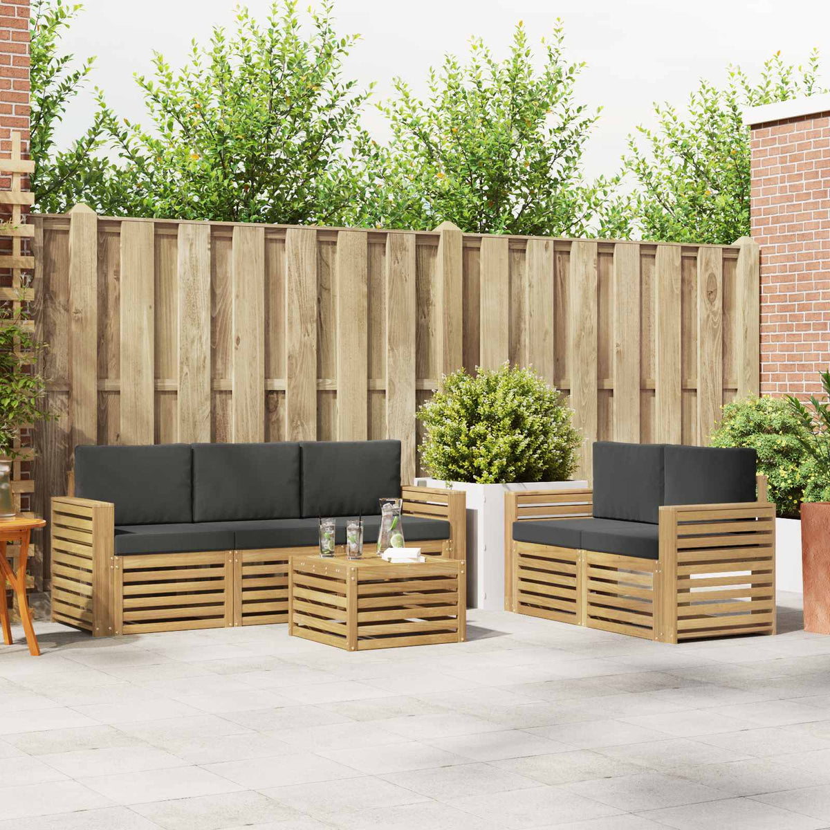 Set vanjskih sofa 6 kom. Bijela i antracit Poliester