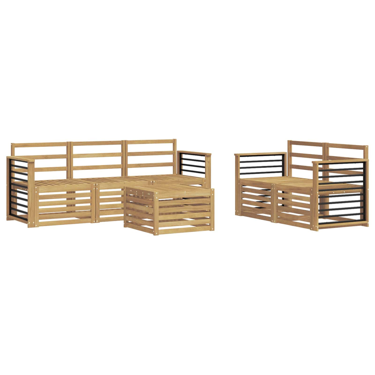 Set vanjskih sofa 6 kom. Bijela Čvrsto drvo akacije