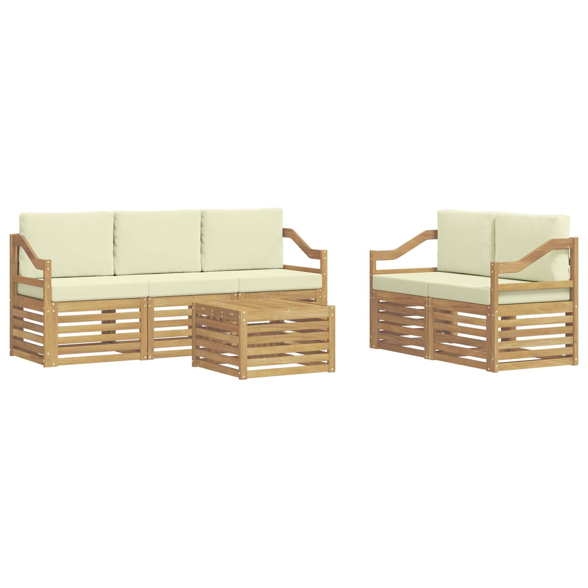 Set vanjskih sofa 6 kom. Bijela i krem Poliester