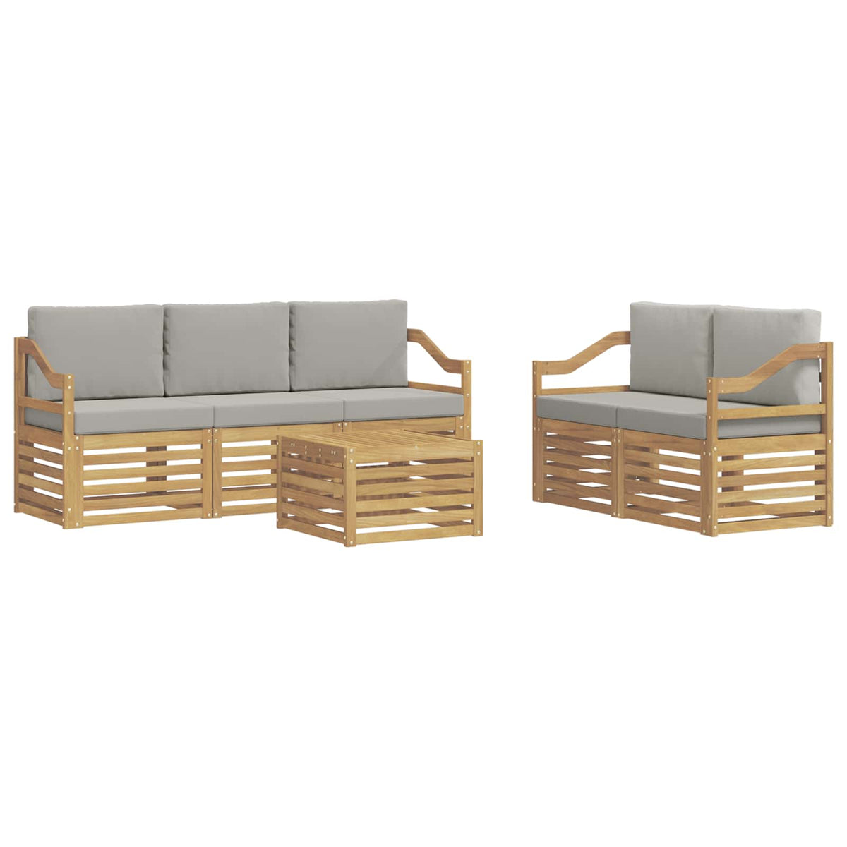 Set vanjskih sofa 6 kom. Bijela i svjetlosiva Poliester