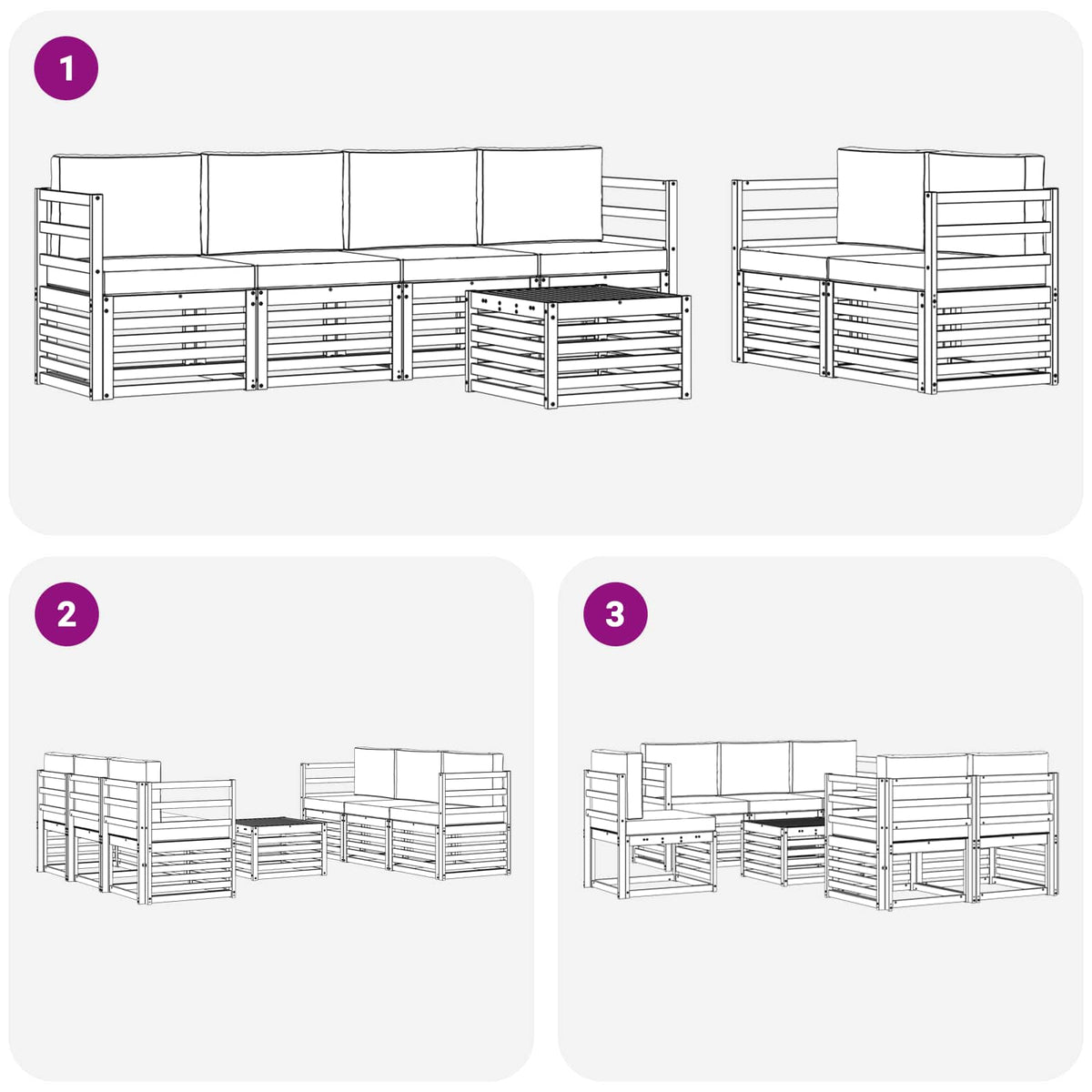 Set vanjskih sofa 7 pcs Bijela i svjetlosiva Poliester