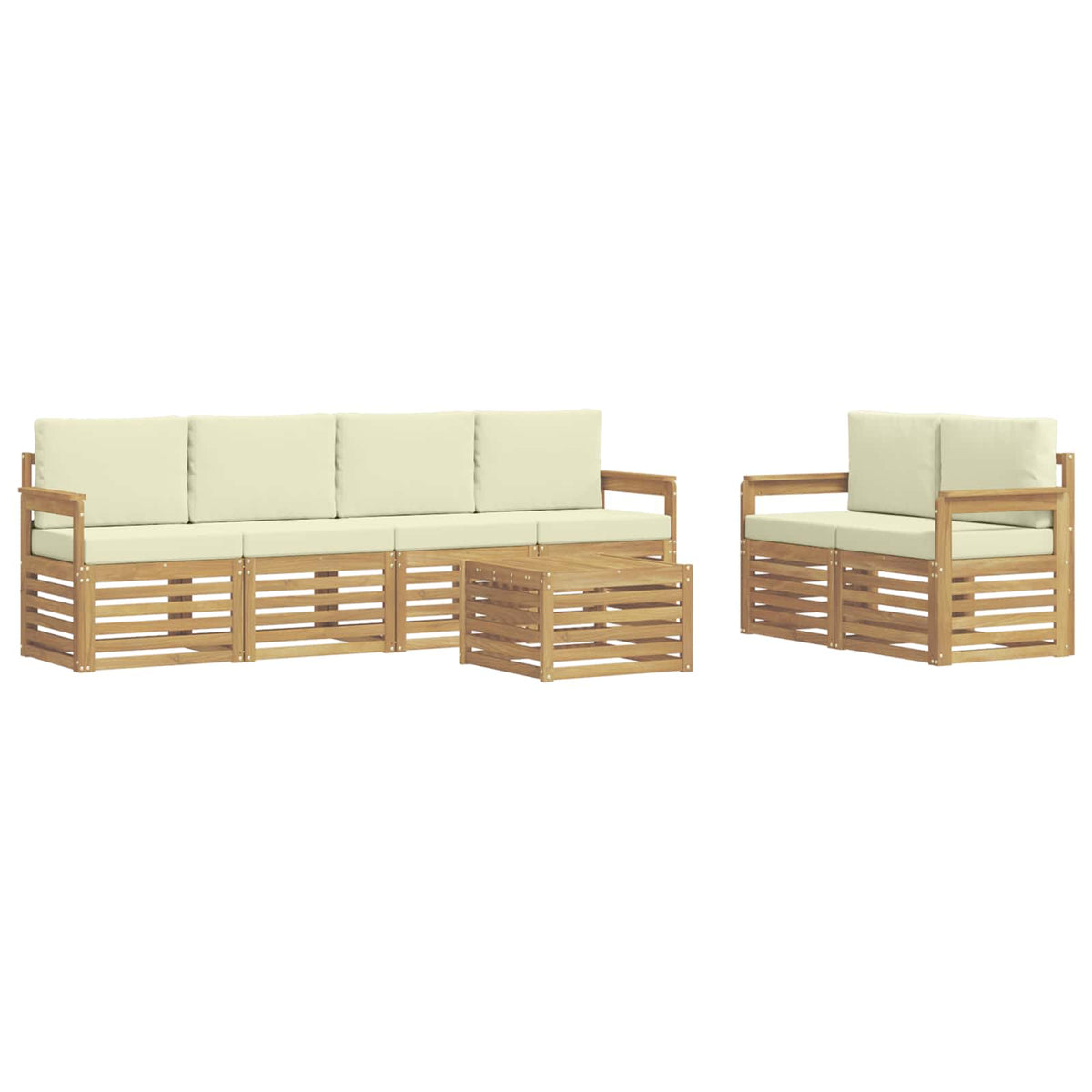 Set vanjskih sofa 7 kom. Bijela i krem Poliester 59 x 59 x 37 cm