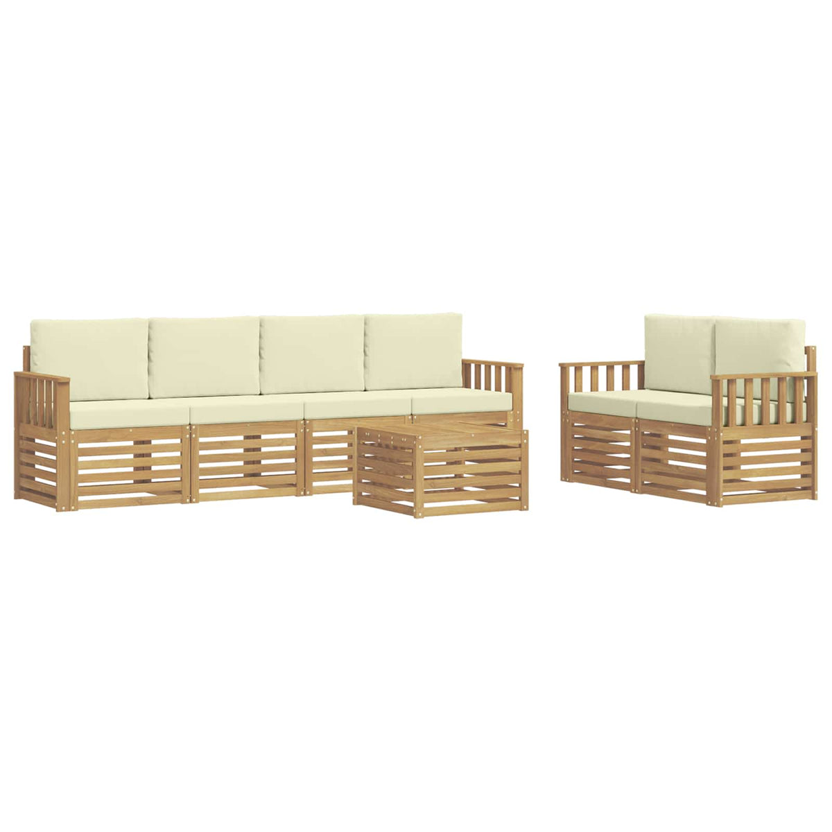 Set vanjskih sofa 7 kom. Bijela i krem Poliester 59 x 59 x 37 cm