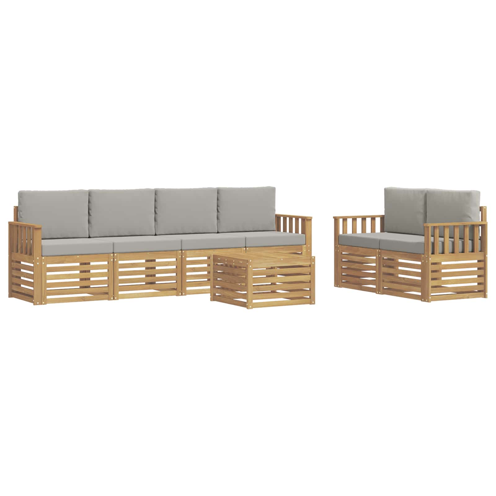 Set vanjskih sofa 7 pcs Bijela i svjetlosiva Poliester