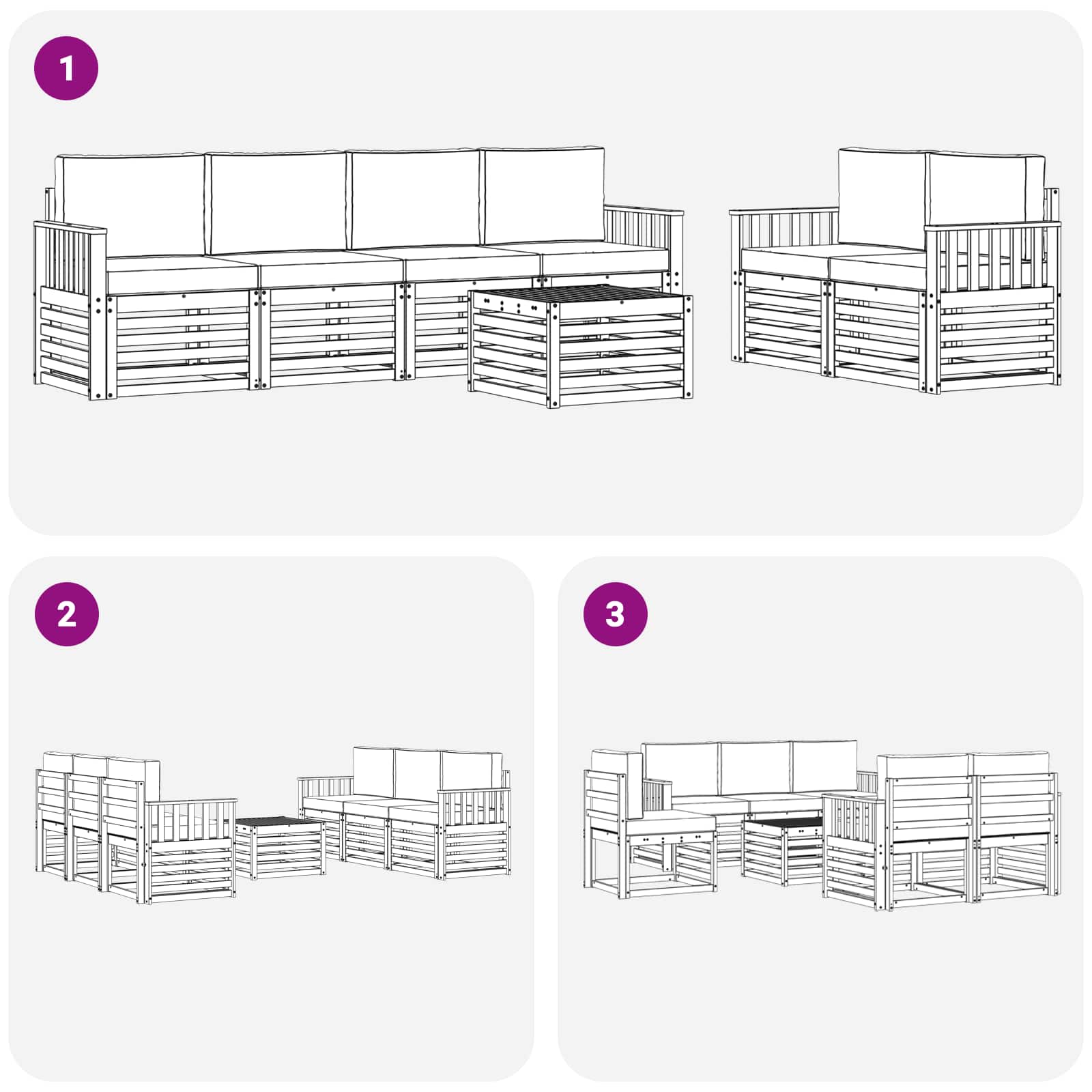 Set vanjskih sofa 7 pcs Bijela i svjetlosiva Poliester