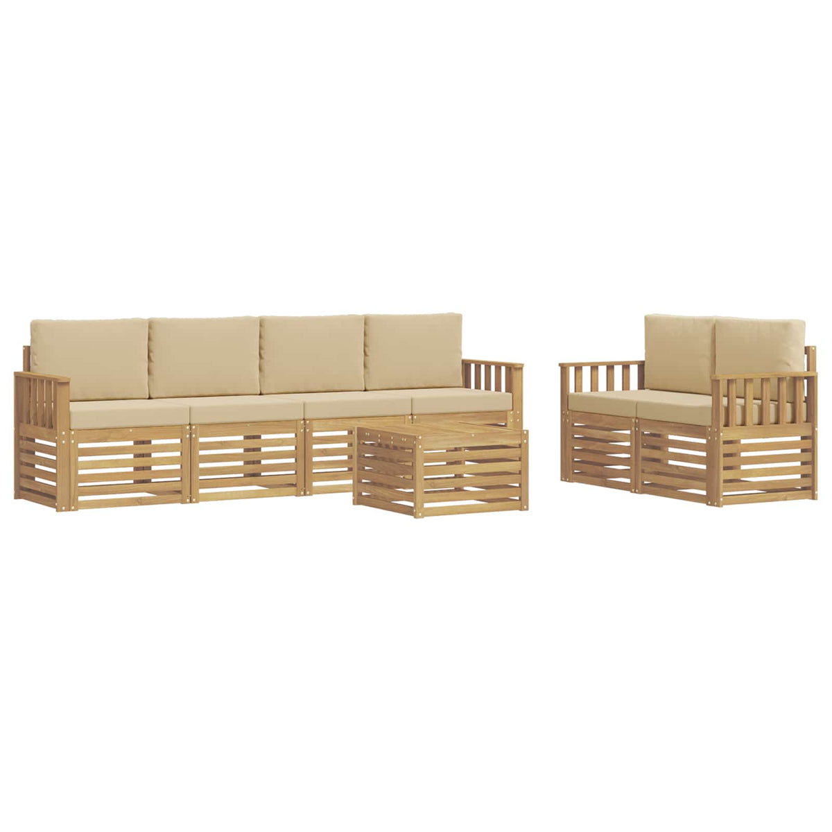 Set vanjskih sofa 7 kom. Bijela i bež Poliester 59 x 59 x 37 cm