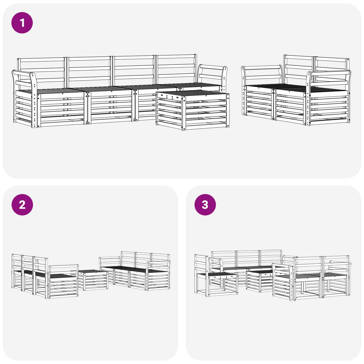 Set vanjskih sofa 7 kom. Bijela Čvrsto drvo akacije