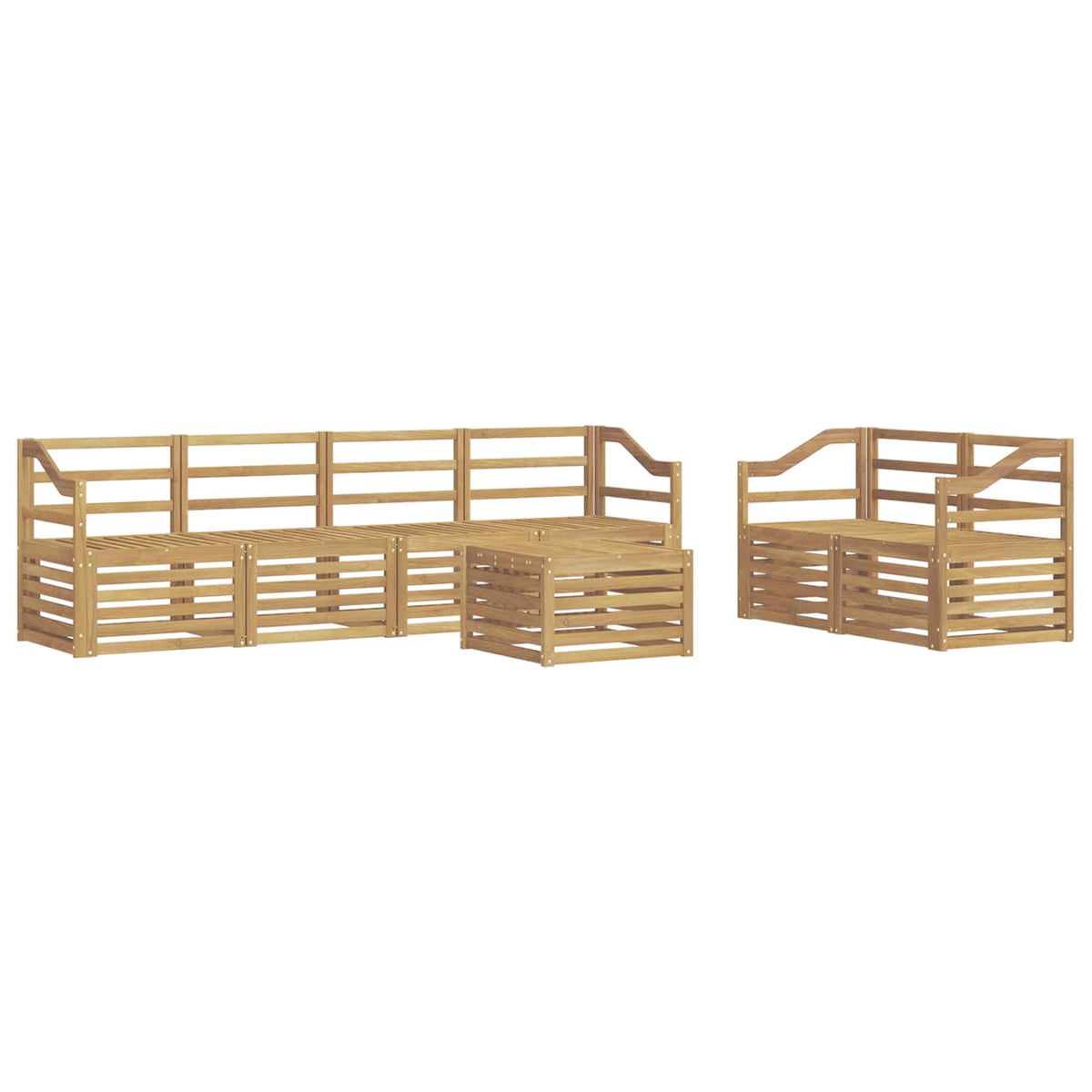 Set vanjskih sofa 7 pcs Bijela Čvrsto drvo akacije