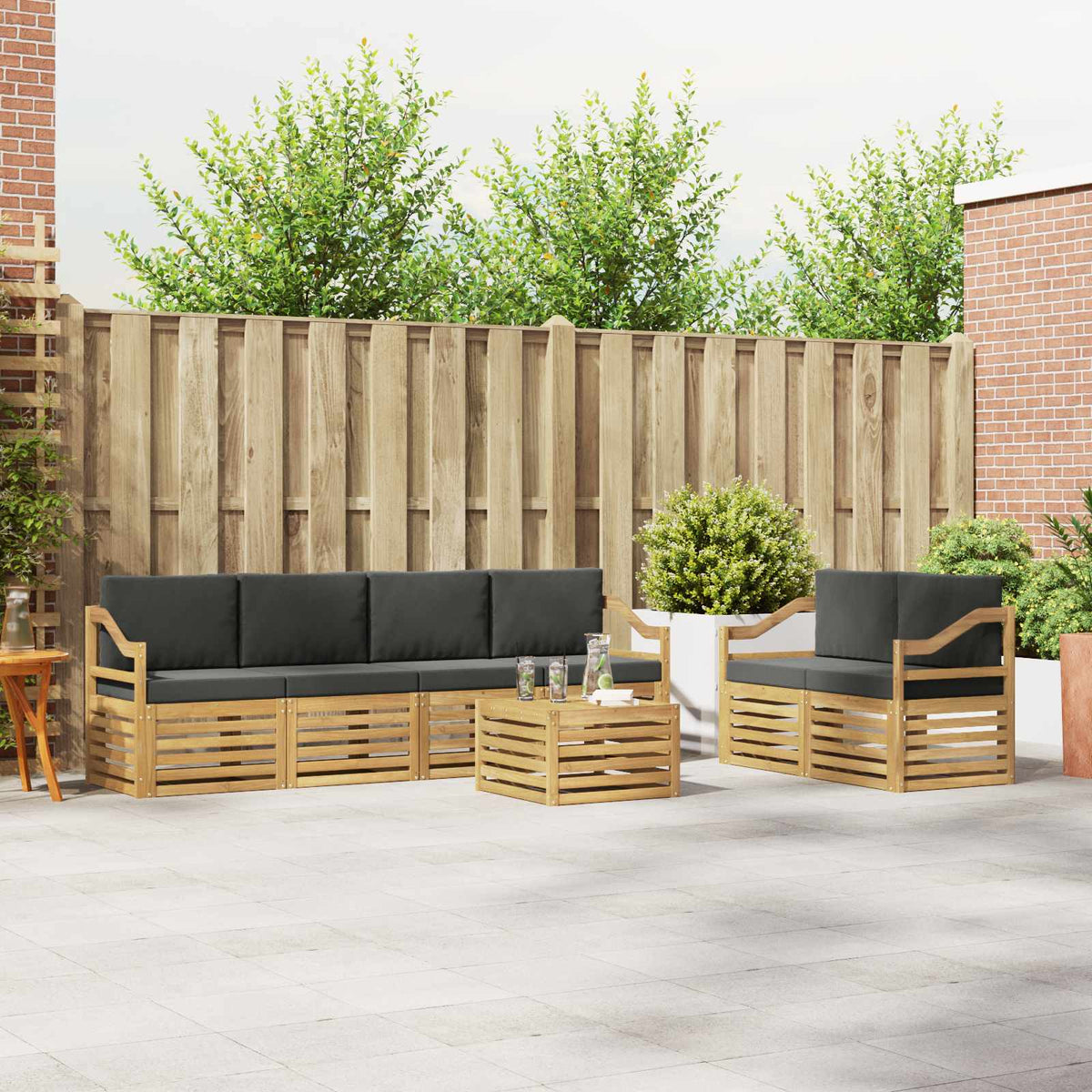 Set vanjskih sofa 7 kom. Bijela i antracit Poliester