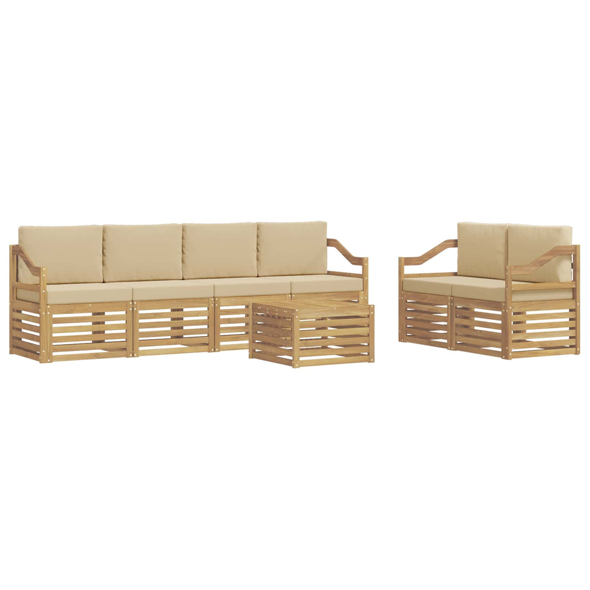 Set vanjskih sofa 7 kom. Bijela i bež Poliester