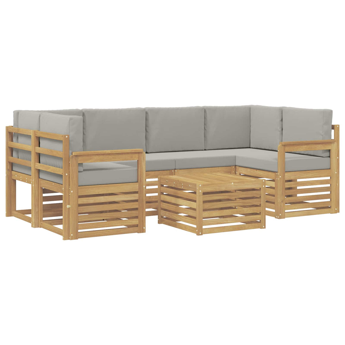 Set vanjskih sofa 7 kom. Bijela i svjetlosiva Poliester