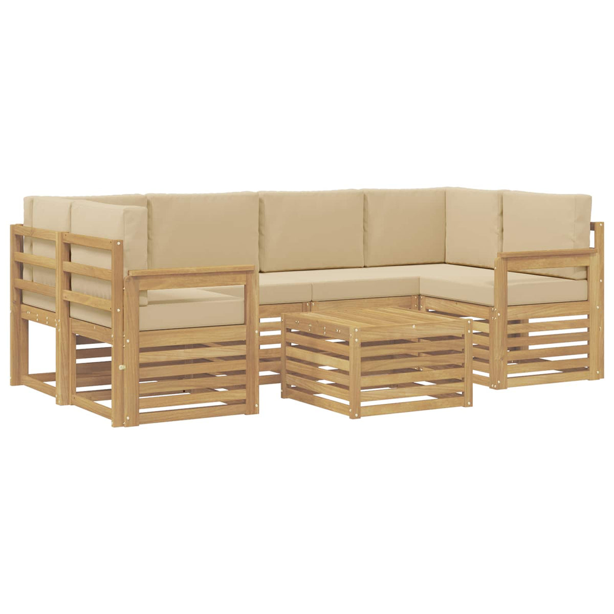 Set vanjskih sofa 7 kom. Bijela i bež Poliester