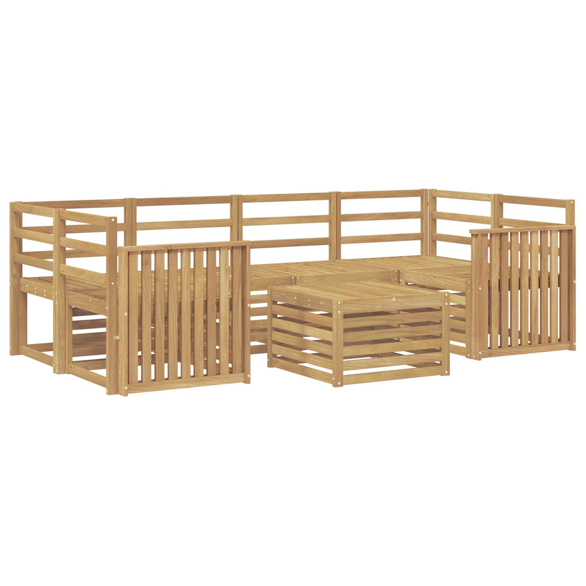 Set vanjskih sofa 7 kom. Bijela Čvrsto drvo akacije