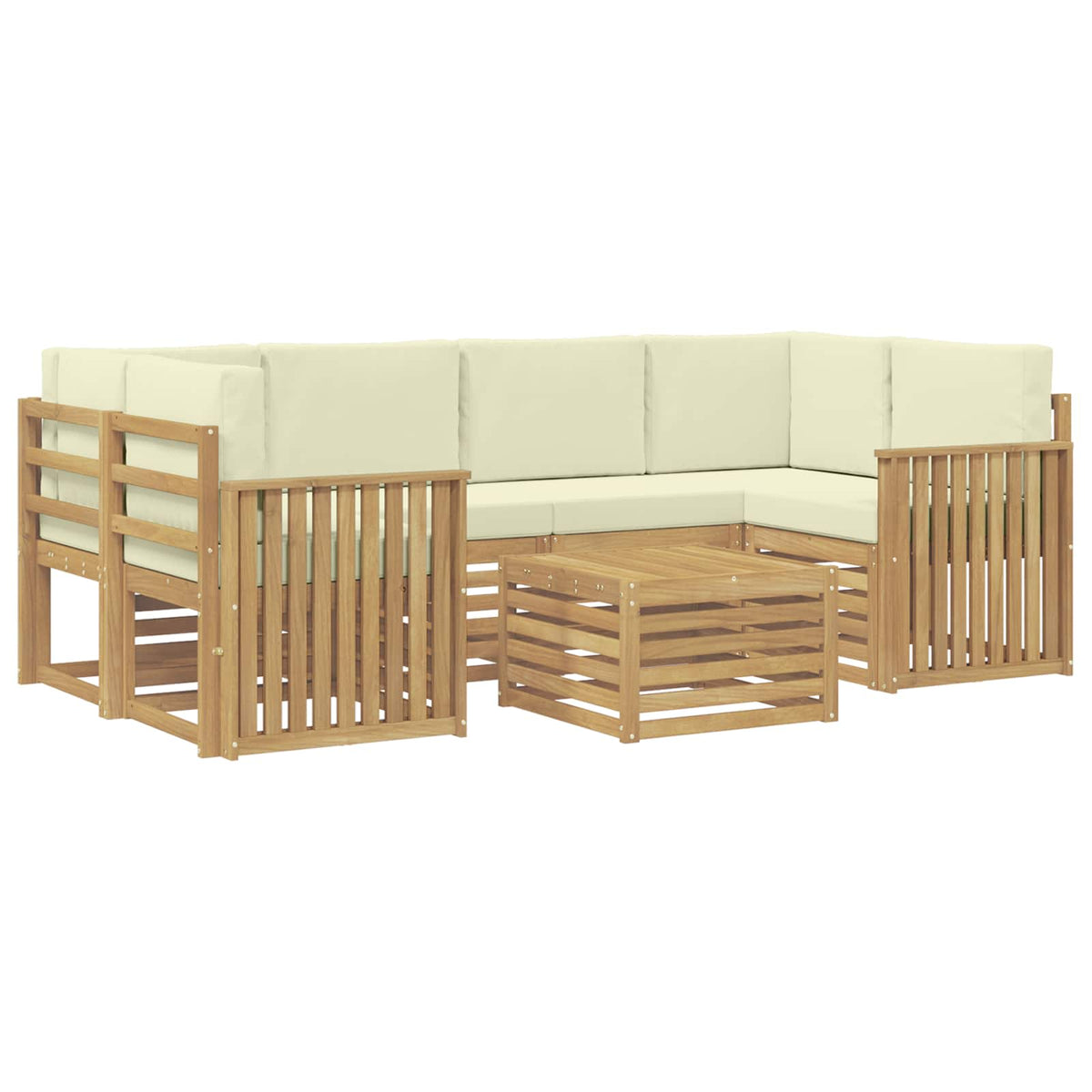 Set vanjskih sofa 7 kom. Bijela i krem Poliester