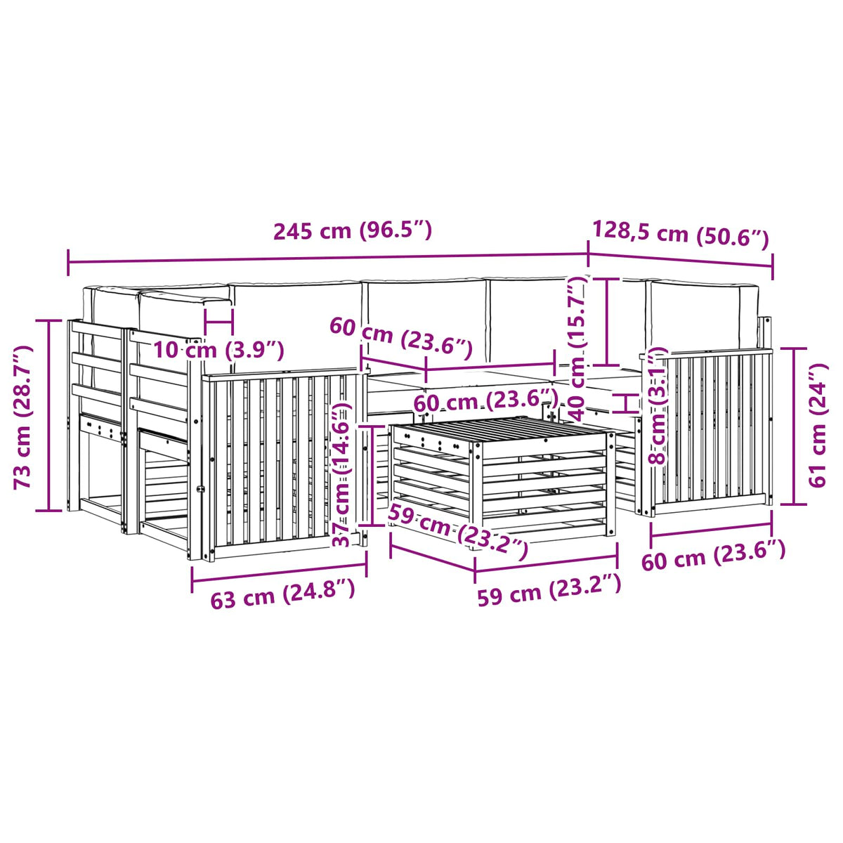 Set vanjskih sofa 7 kom. Bijela i krem Poliester