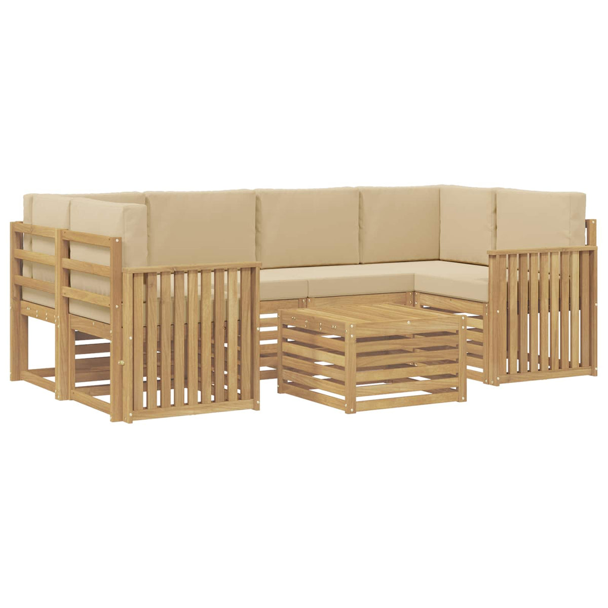 Set vanjskih sofa 7 kom. Bijela i bež Poliester