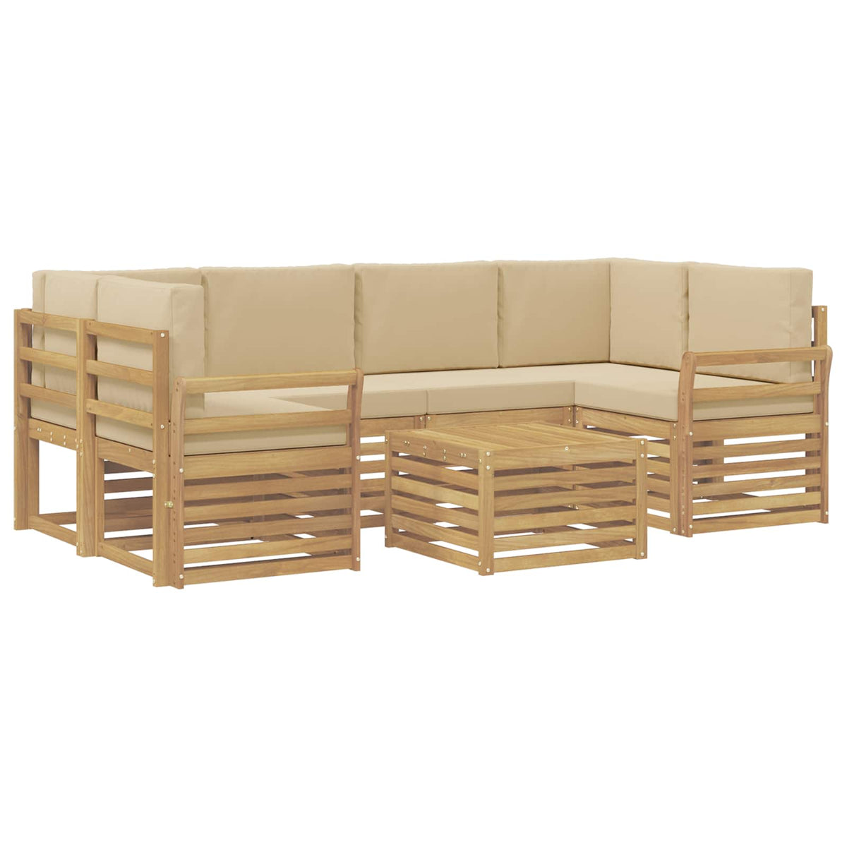Set vanjskih sofa 7 kom. Bijela i bež Poliester