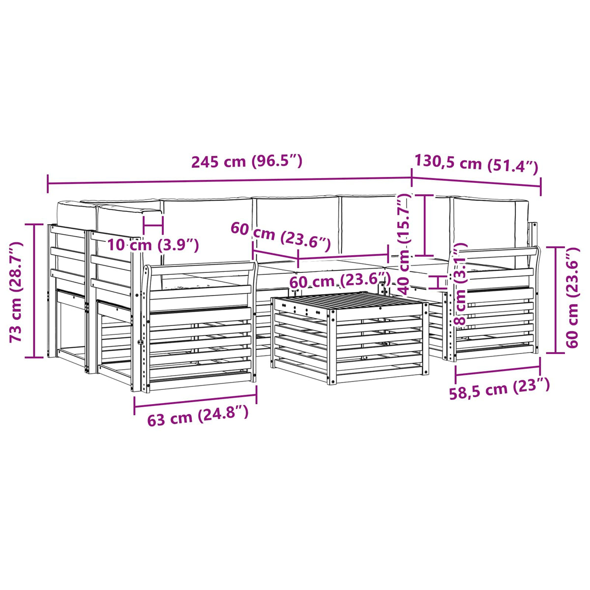 Set vanjskih sofa 7 kom. Bijela i bež Poliester