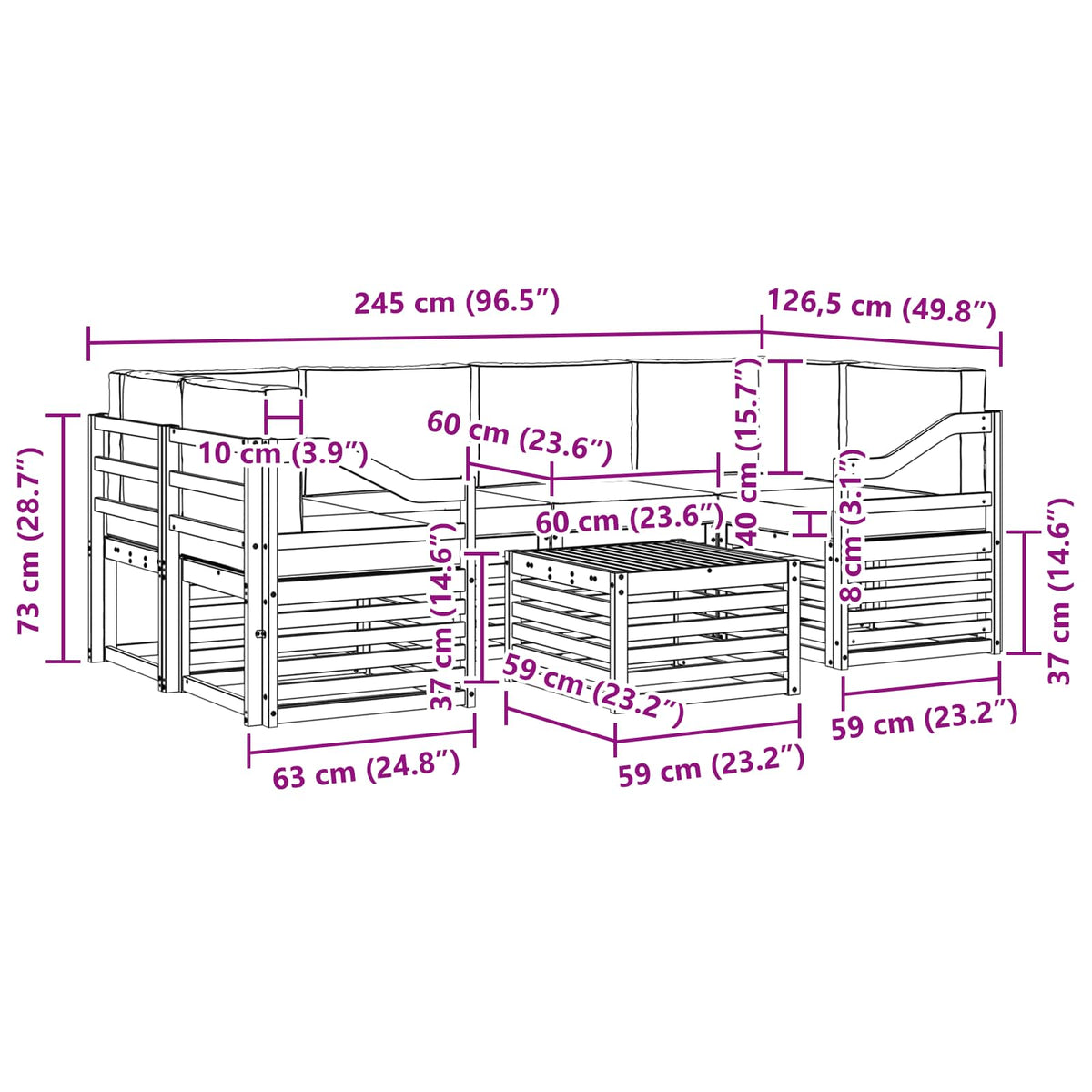 Set vanjskih sofa 7 kom. Bijela i krem Poliester