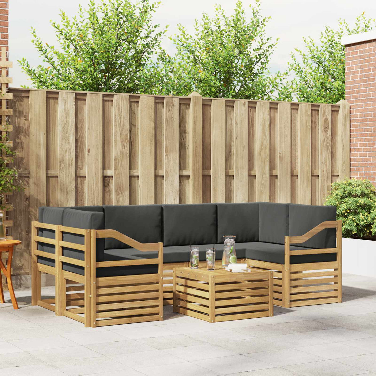 Set vanjskih sofa 7 kom. Bijela i antracit Poliester