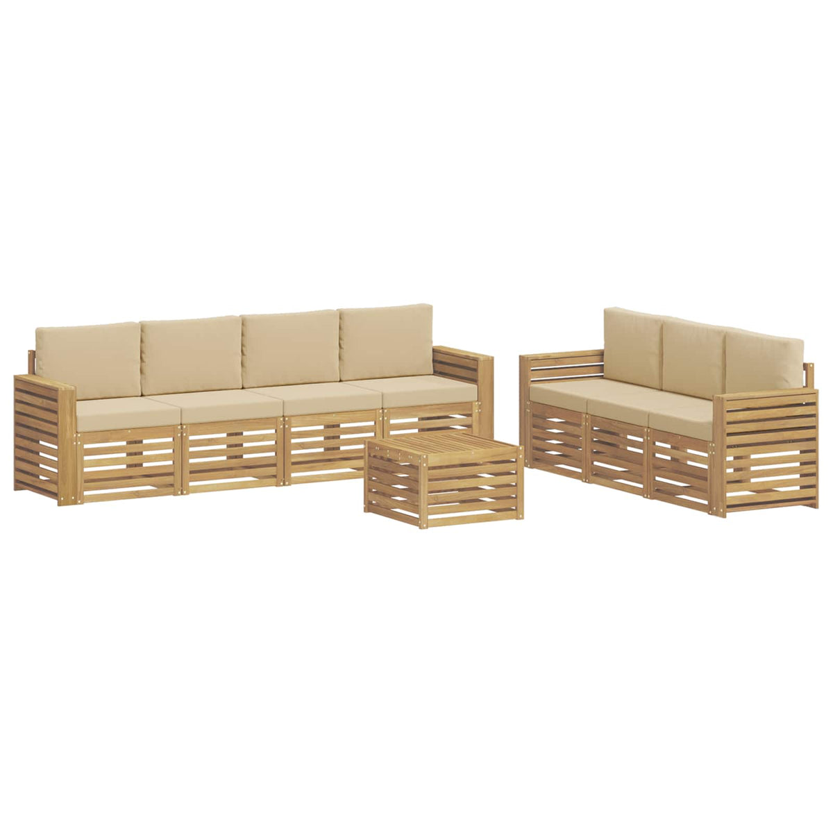 Setovi sofa 8 kom. Bijela i bež Poliester