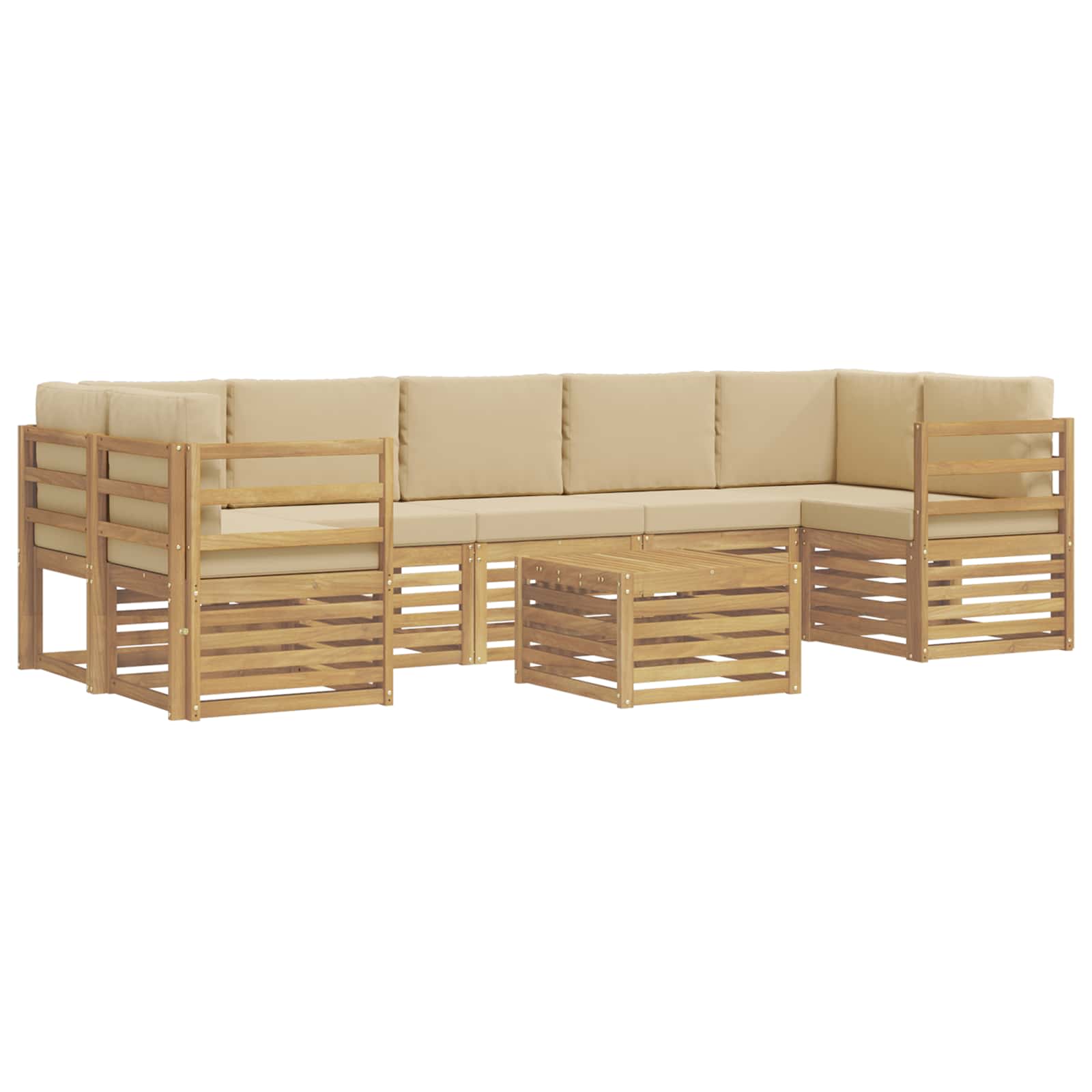 Set vanjskih sofa s jastukom 8 pcs Bijela i bež Poliester