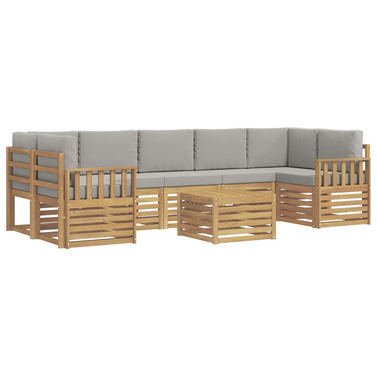 Set vanjskih sofa 8 kom. Bijela i svjetlosiva Poliester