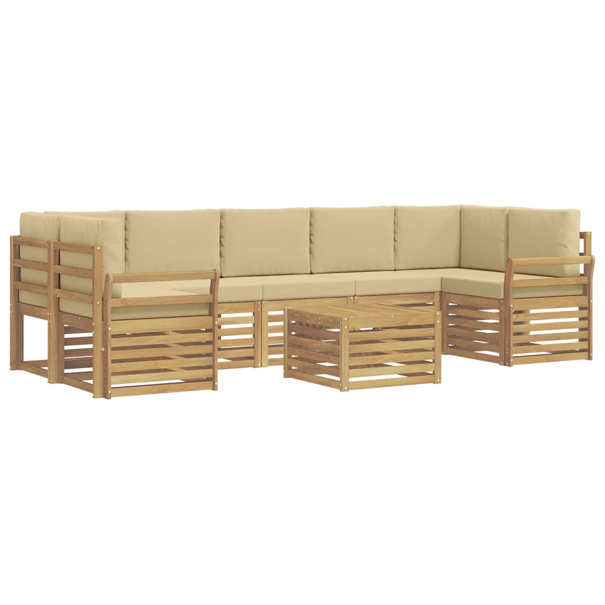 Set vanjskih sofa 8 kom. Bijela i bež Poliester