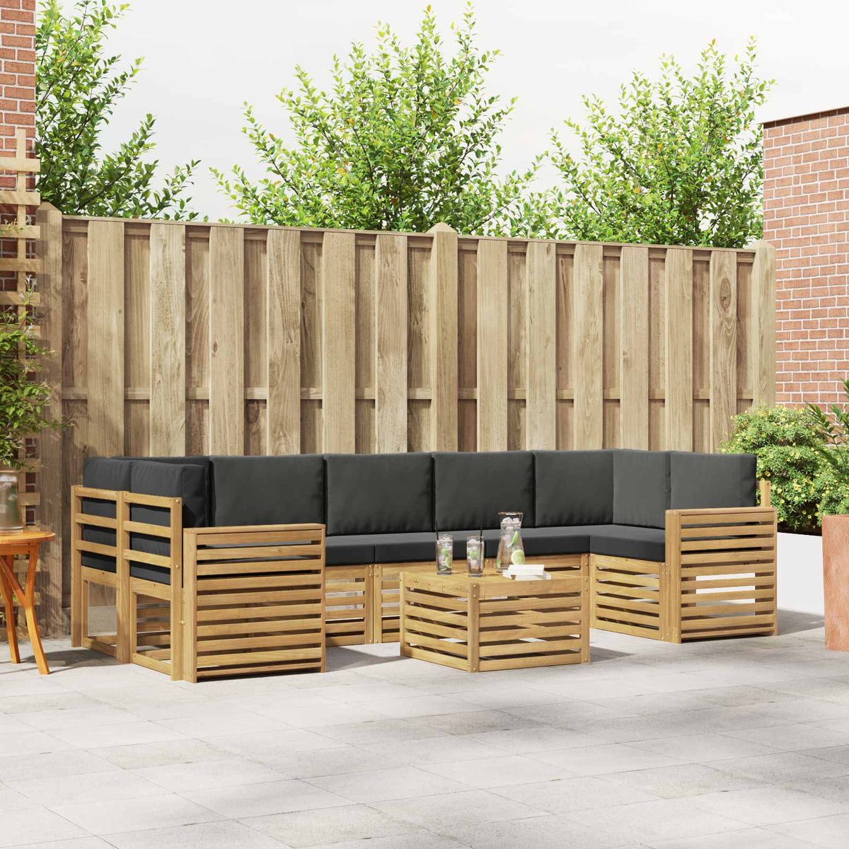 Set vanjskih sofa 8 kom. Bijela i antracit Poliester