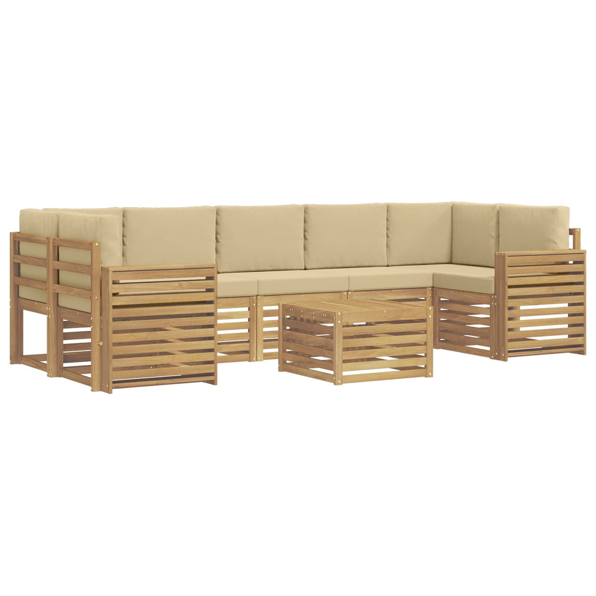 Set vanjskih sofa 8 kom. Bijela i bež Poliester