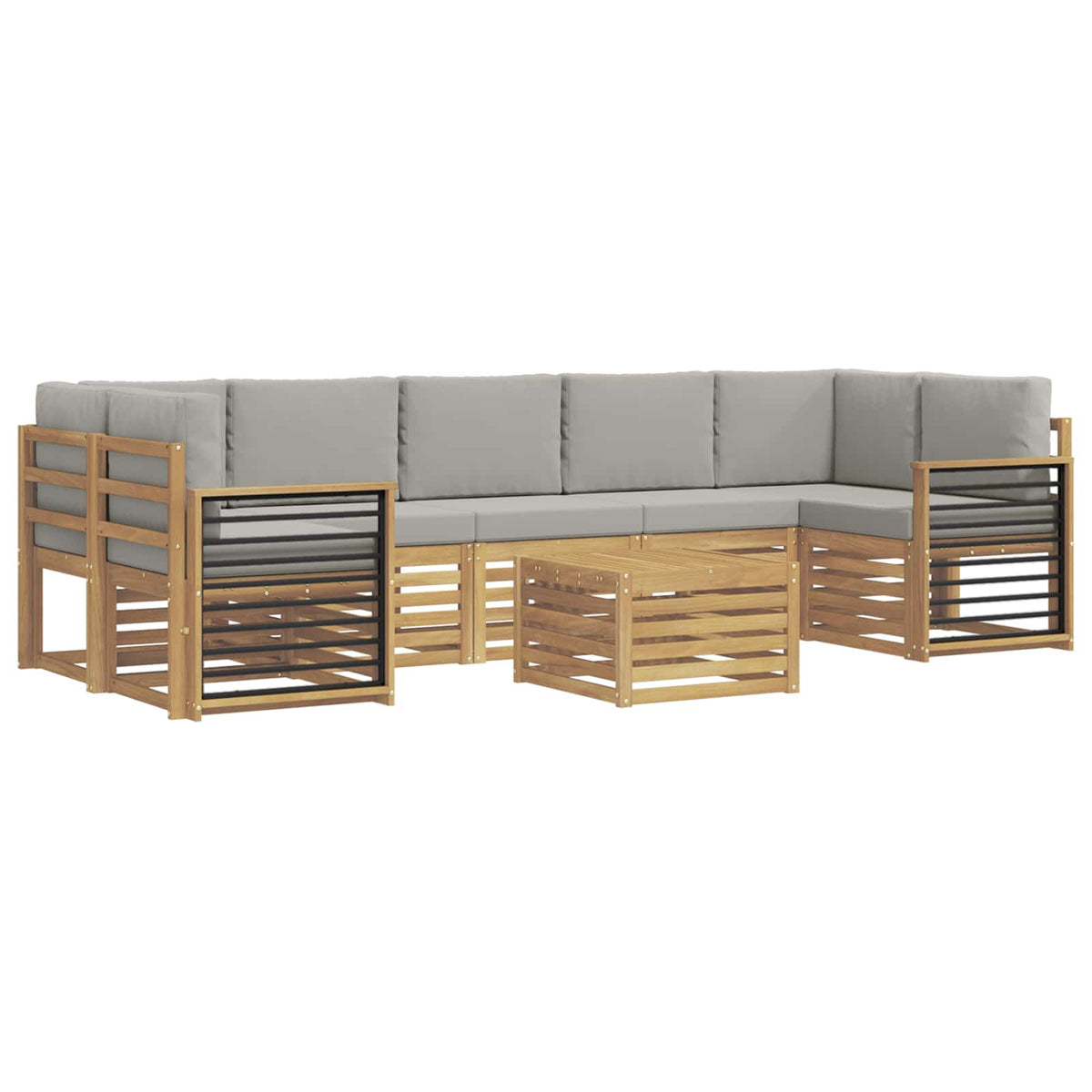 Setovi sofa Čvrsto drvo akacije Svjetlosiva 59 x 59 x 37 cm