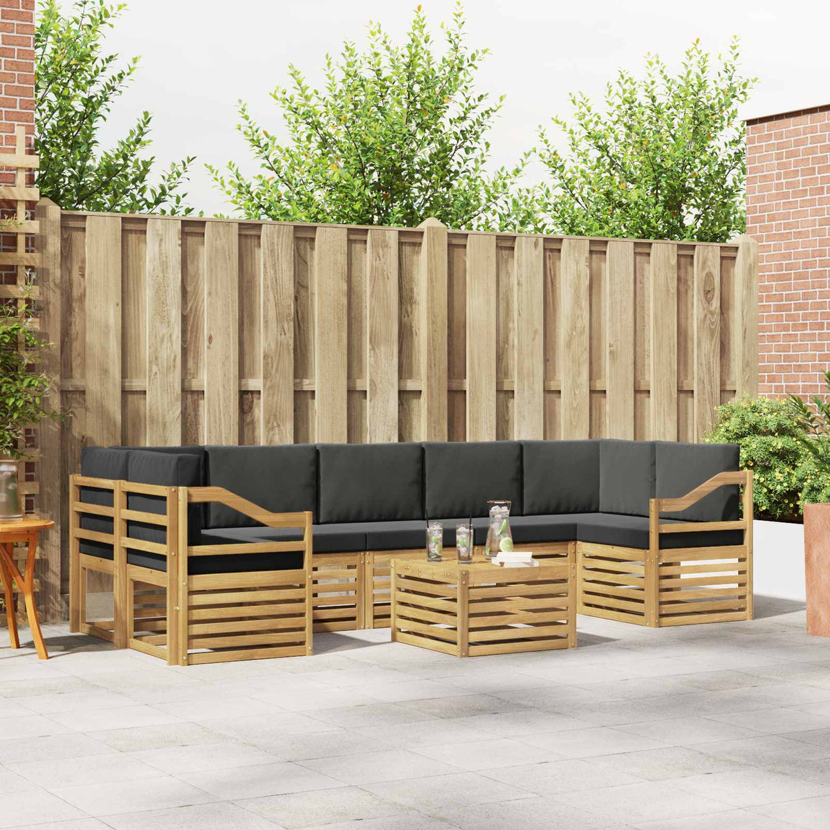 Set vanjskih sofa 8 kom. Bijela i antracit Poliester