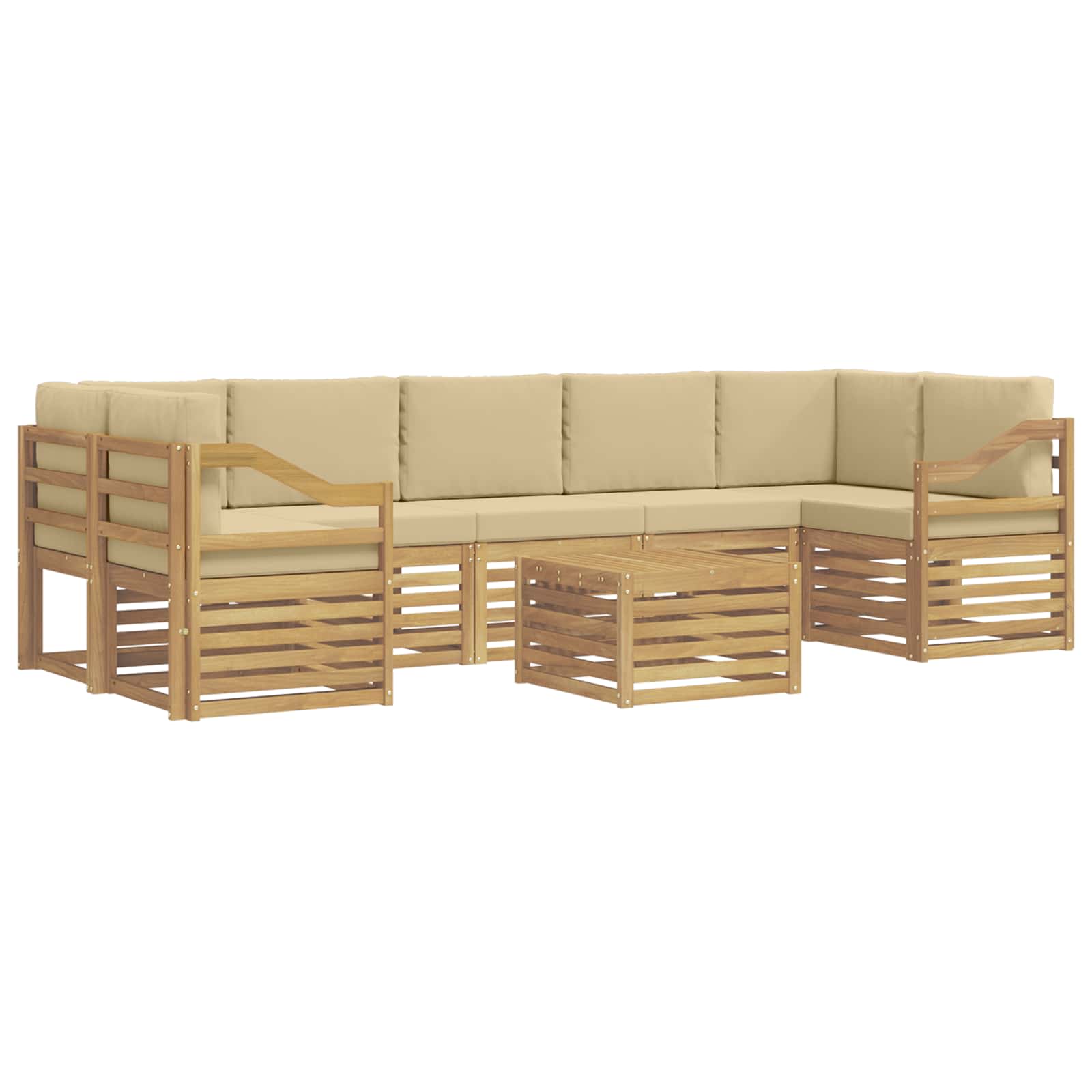 Set vanjskih sofa s jastukom 8 pcs Bijela i bež Poliester