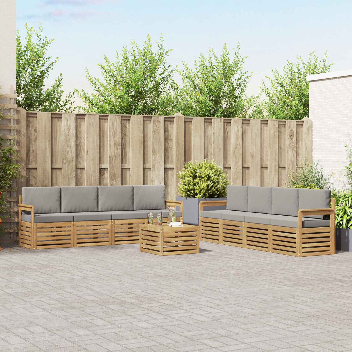 Set vanjskih sofa 9 kom. Bijela i svjetlosiva