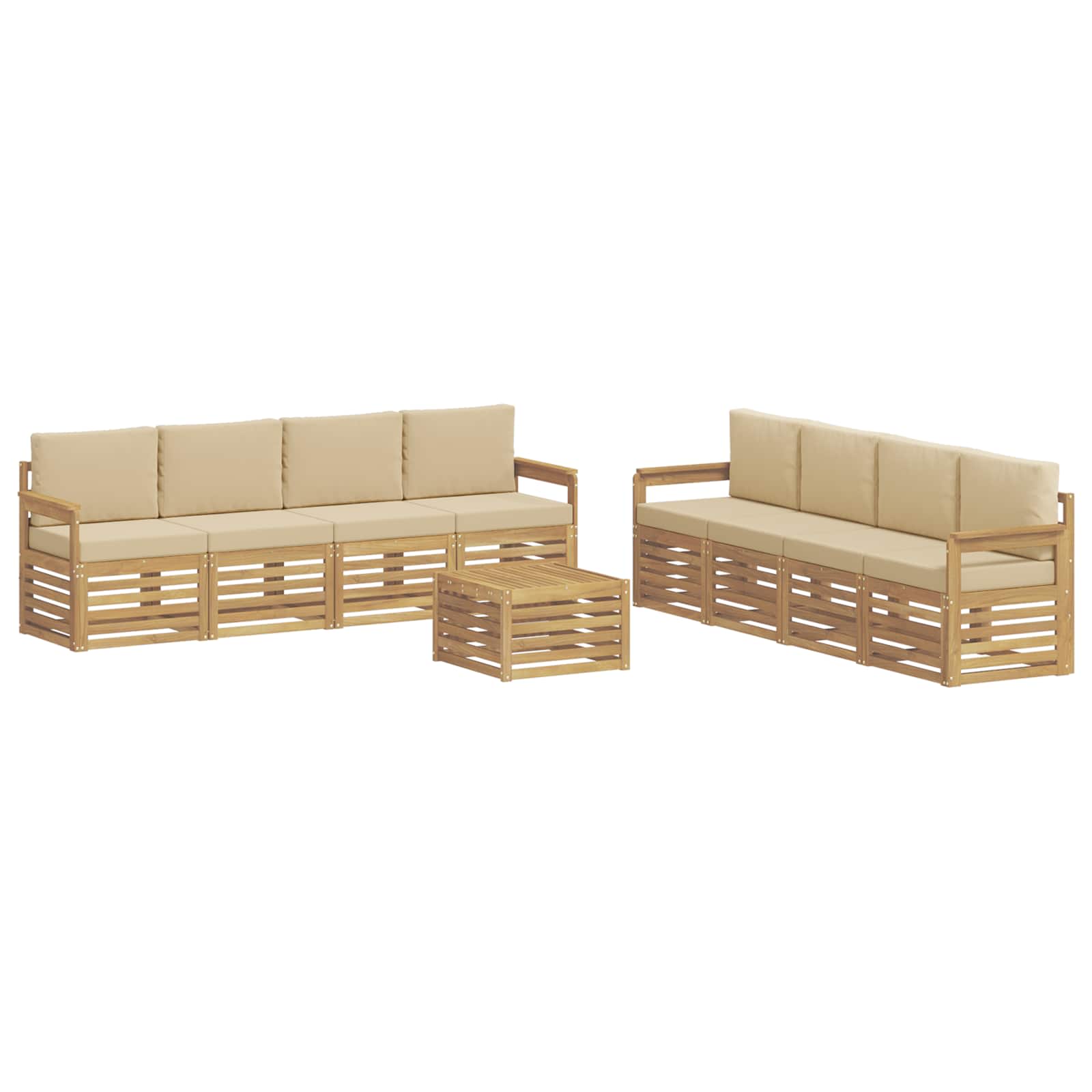 Set vanjskih sofa 9 pcs Bijela i bež 59 x 59 x 37 cm Poliester